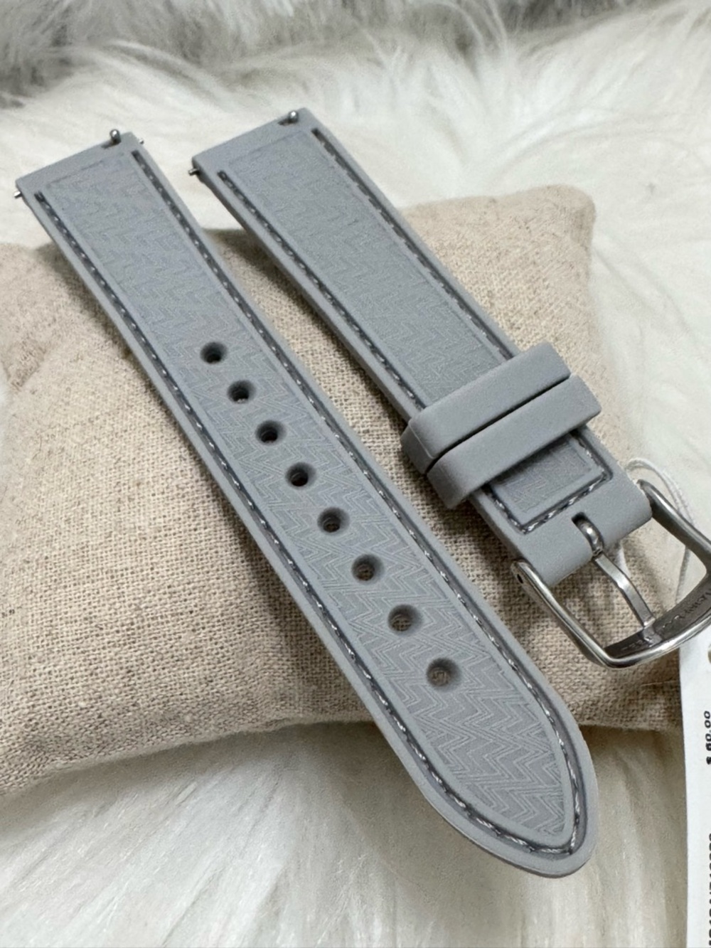 NEW wTags Michele 18MM Silicone Watch Band in Silver Grey - Picture 4 of 7